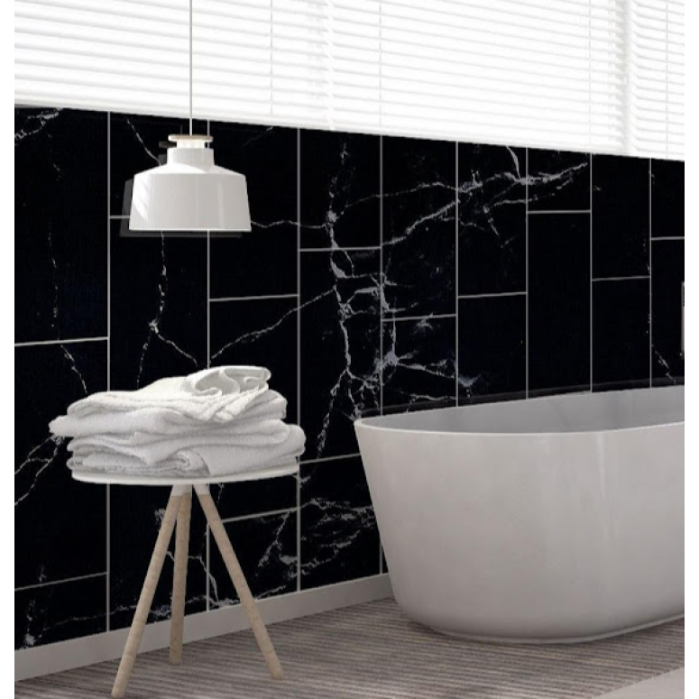 Set 5 x Tapet 3D Autoadeziv cu model marmura neagra, 30 cm x 60 cm x 6mm