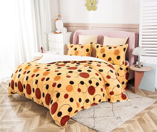 Lenjerie pat cocolino 2 persoane, 4 piese – crem cu buline