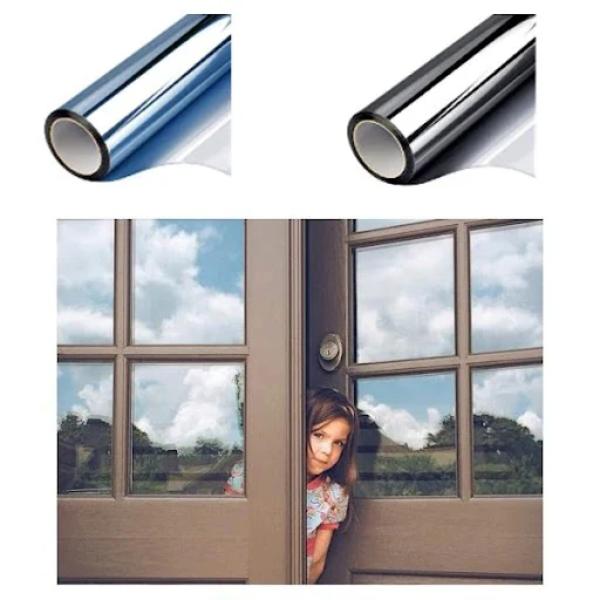 Set 4 x Autocolant Oglinda Albastru, 45 x 300 cm