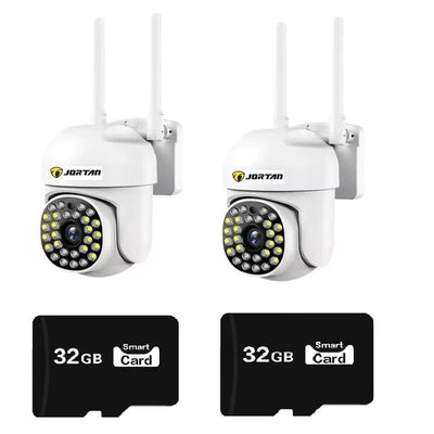 Set 2 x Camere de Supraveghere Video , 32 Leduri, Rotative, Infrarosu, Rezistanta la apa + 2 carduri 32GB