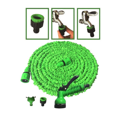 Furtun Extensibil pentru Gradina, Lungime 30 m, Aparat de Udat Inclus + Irigator Ghivece