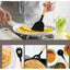 Set 19 Ustensile pentru Bucatarie din Silicon,cu Maner de  Lemn si Suport