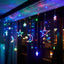 Instalatie Craciun LED interior - exterior, perdea, Luna si Stele, Lumina Multicolor